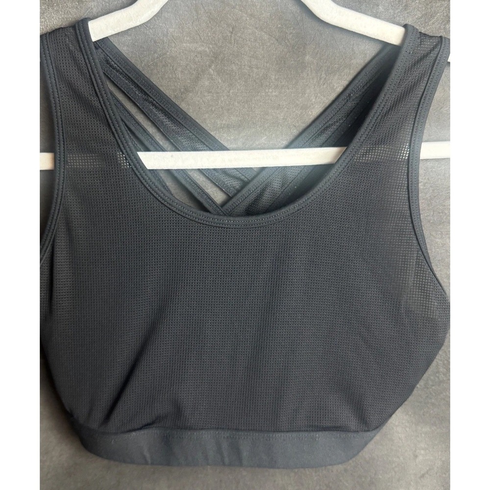 Fabletics Black Mesh Sports Bra Strappy Crisscross Back Athletic Gym Top Small